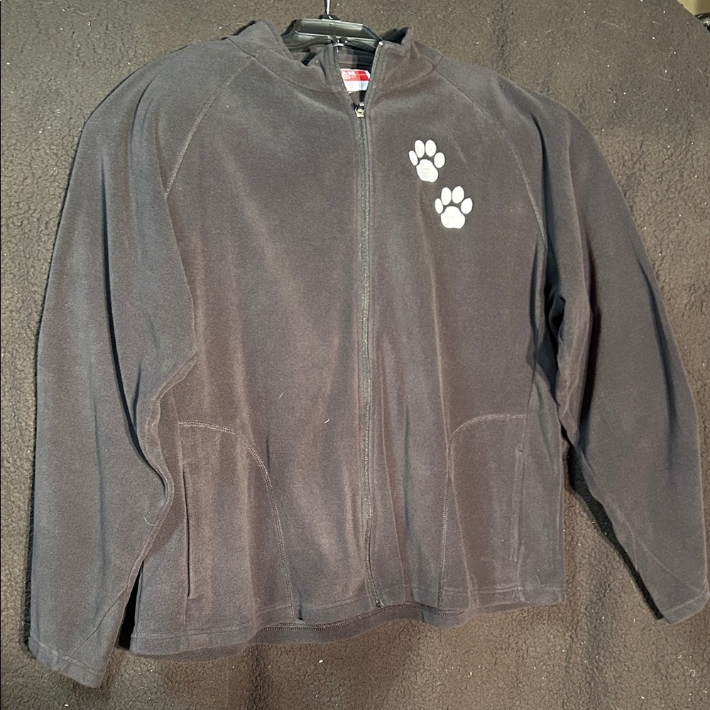 Black Fleece Jacket with Paw Design